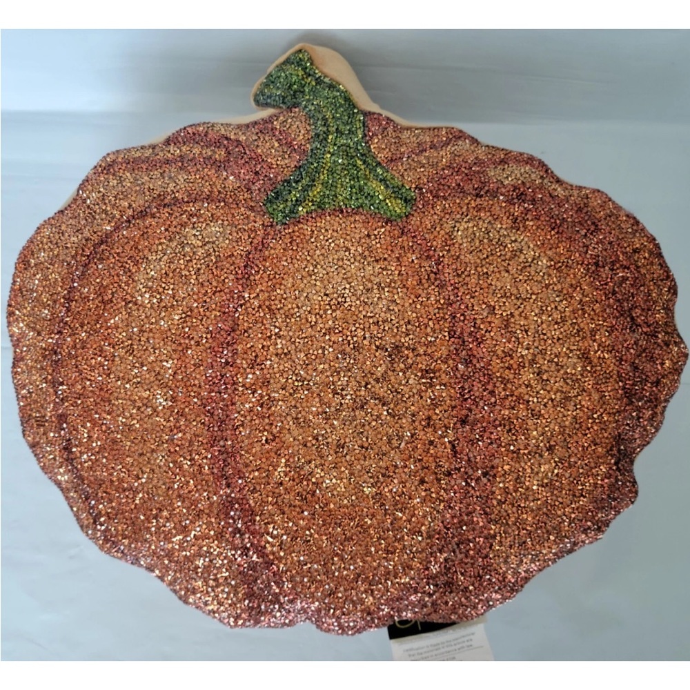 Sparkles Home Pumpkin Shaped Faux Rhinestone Throw Pillow Fall Autumn 15” X 18”